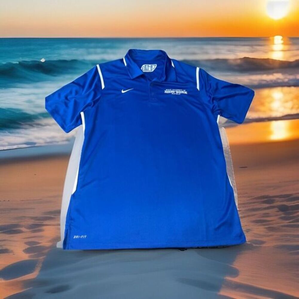 Brand New Men's Large Dri-fit Nike buffalo GameDay Polo NWT‎ Royal Blue New York